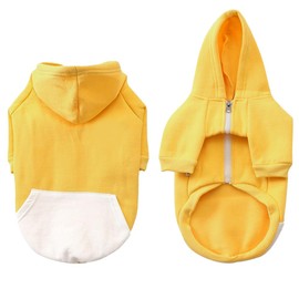 meioro Zipper Hooded Pet Clothing Dog Cat Clothes Cute Pet Clothing Warm Hooded French Bulldog Pug (M,Yellow)