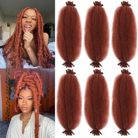 Spring Afro Twist Hair, 30 Inch Springy Marley Twist Braiding Hair Pre-Separated 6 Packs Spring Twist Afro Kinkys Bulk Hair for Soft Locs Crochet Hair Extensions for Black Women (350#, 30inch)