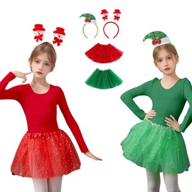 Tumao Tutu Skirt, Children's Christmas Costume, Kids, Baby, Halloween Skirt, Cosplay, Costume, Girls, Red and Green, Cute, Tutu Skirt, Dance Costume, School Festivals, Events, Photography, Birthday