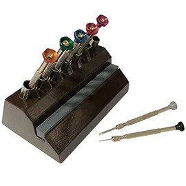 Jewellers Tools 7 Screwdriver Storage Stand (Sharpening Stone) : Wooden Base Watchmaker Tool (220)