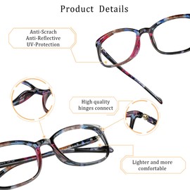 LifeArt Bifocal Reading Glasses with Round Lenses, Blue Light Blocking Glasses for Women, Anti Glare, Reduce Eyestrain (Pinkfloral, 2.50 Magnification)