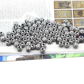 120 Pieces Soccer Ball Beads Acrylic Sports Beads with Big Hole and 1 Roll Elastic String for Bracelets Necklaces Earrings Clear