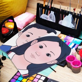 VICASKY Face Paint Practice Board Painting Makeup Sign Sheets Make Up Silicone Reusable Menu Exercise Body 3D 2PCS Excersize Template for Beginners Kids and Adults 11.69 X 8.26 Inch