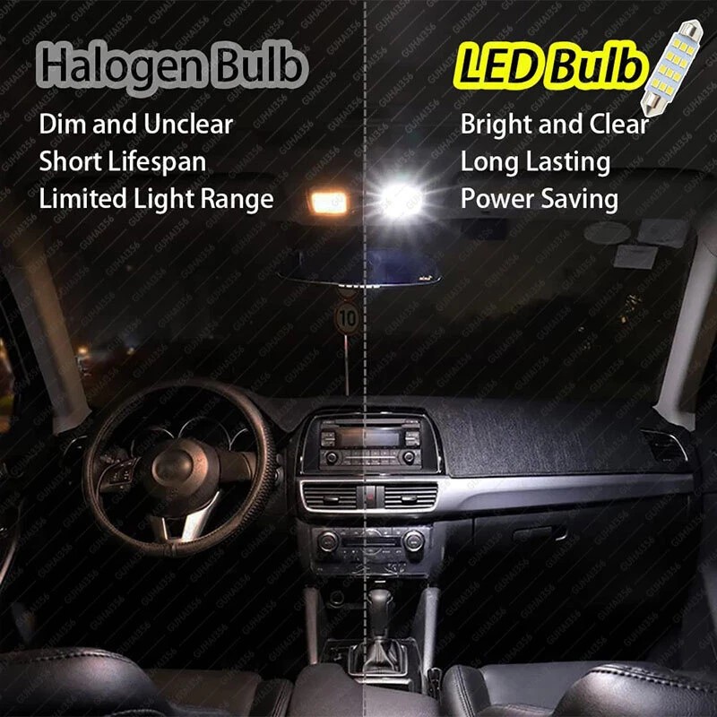 GLOWSPEED 20PCS White LED Bulb Interior Lights Package Kit for