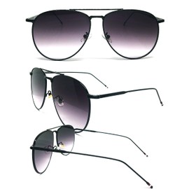 O2 Eyewear 97025-1 Premium Oversized Flat Aviator Sunglass (FADE BLACK, 61)