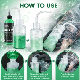 WMHSO Concentrated Green Soap for Tattoo Aftercare, 120ml Professional Cleanser - Gentle 1:10 Dilution Formula with Dispenser Bottle