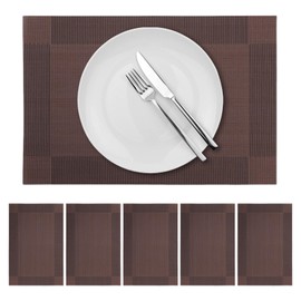 marysgift Place Mats for Table Placemats Sets of 6 Heat Resistant Washable Non Slip for Home Restaurant Decorations Easy to Clean,Dark Brown