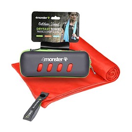 4Monster Microfiber Towel with Carry Case, Super Absorbent Travel Towel, Quick Dry, Great for Gym, Beach, Swimming, Backpacking