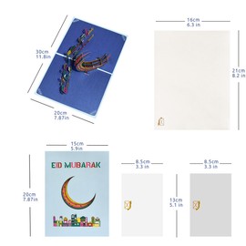 CNLITIHEKA 3D Ramadan Card Pop Up, Eid Mubarak Pop Up Card, Happy Eid Mubarak Card, Eid al-Fitr Celebration, Muslim Holiday, Includes Envelope.