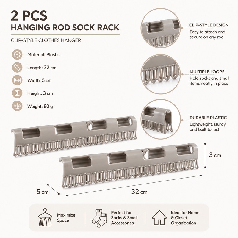 Hanging Sock Drying Rack for Laundry – Space-Saving Plastic Hanger
