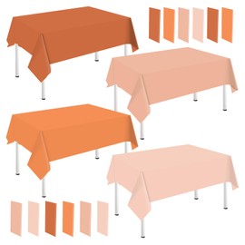 JarThenaAMCS 4Pcs Terracotta Plastic Tablecloth Gradient Terracotta Rectangle Table Cover Waterproof Table Cloth for Party Table Decoration Supplies, 54 x 108 Inch