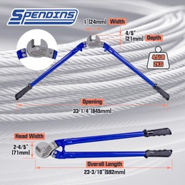 SPENDINS 24” Heavy Duty Wire Rope Cutter,Steel Wire Cutters w/Ergonomic Handle Design, Hardened Cable Cutter Cuts Up to 13/32" for Wire rope, Stainless Steel Wire, Copper and Aluminium Cables