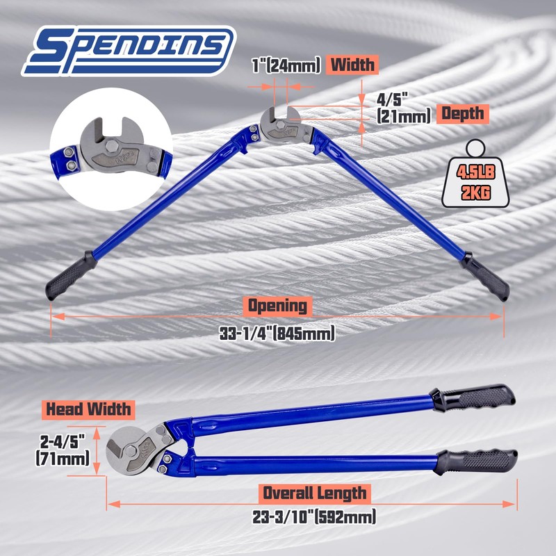 SPENDINS 24” Heavy Duty Wire Rope Cutter,Steel Wire Cutters w/Ergonomic