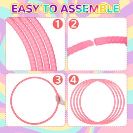 WinnerWhy 2 Pcs Toy Hoop Exercise Hoop Detachable Adjustable Plastic Hoop Playground Equipment for School Colored Hoop Circles Exercise Ring for Teens Dog Agility Equipment(Pink,23 Inch)