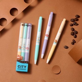 Kaco K7 SHANGHAI City Gel Ink Pens 3 Pieces Black Ink Pens 0.5mm Fine Point, Writing Length up to 600 Meters, Quick Drying & Comfortable Grip