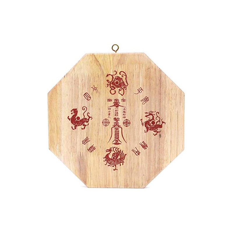 FUNSXBUG 4 Inch Chinese Bagua Mirror Feng Shui Wood Mirror