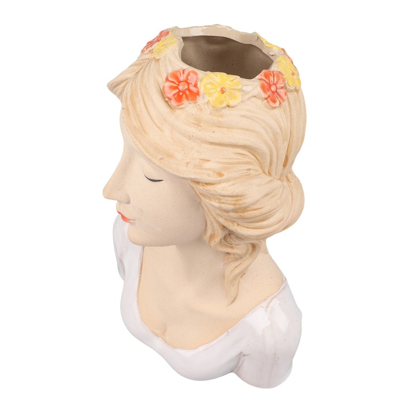 Modern Ceramic Face Vases Decorative Modern Style Shy Girl Flower
