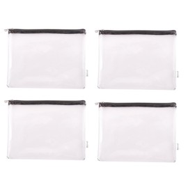 Augbunny Zipper Clear Vinyl Security Bank Deposit Utility Zipper Coin Bag Check Wallet Money Organizer Pouch 4-Pack