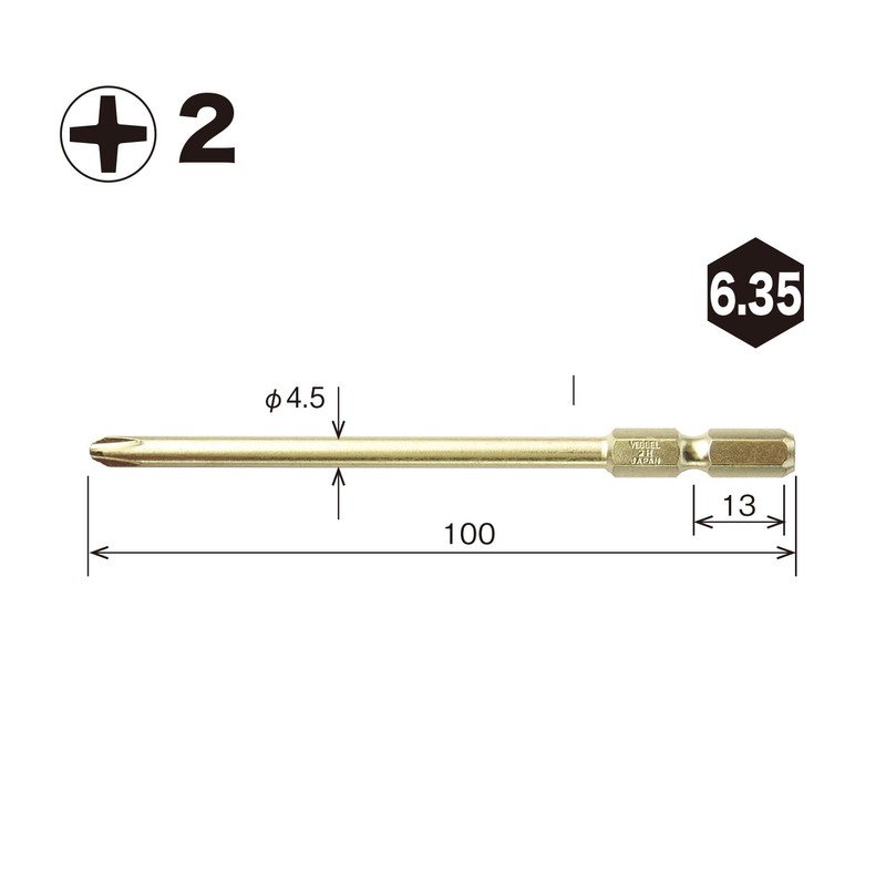 Vessel GM162100 Gold Stepped Bit + 2 x 100