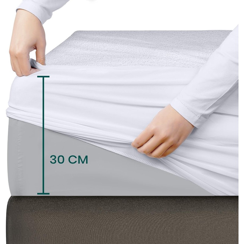 Utopia Bedding Waterproof Viscose Terry Mattress Protector (White, 90 x