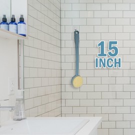 Bath Body Brush - 15" Long Handle Back Shower Brush Exfoliating Back, Body and Feet Scrubber