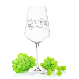 Leonardo Puccini Weinglas mit Gravur - Der klügere kippt nach - Geschenk für Weinliebhaber - Witziges Glas mit Spruch - Geschenke für Sie & Ihn zum Geburtstag oder Weihnachten - Farbe: Puccini