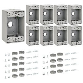 XGGYA Weatherproof Outlet Box with Three 1/2-in Threaded Outlets,4-3/5-Inch Length by 2-5/6-Inch Width by 2-Inch Depth,1 Gang Electrical Outlet Box,CUL Listed,Gray(Pack of 9)