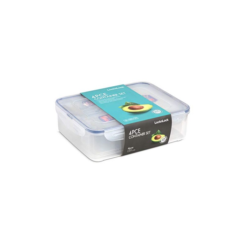 4pce container set - Rectangular 3.9lt with Freshness Tray/ 1.0lt/