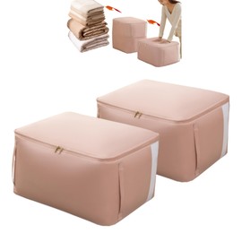 DCWINNES Ultra Space Saving Self Compression Organizer, 2 Pack Compression Storage Bags with Transparent Window,Space Saver Bags for Storing Clothes, Comforters, Blankets, Pillows(Pink,54x42x50cm)