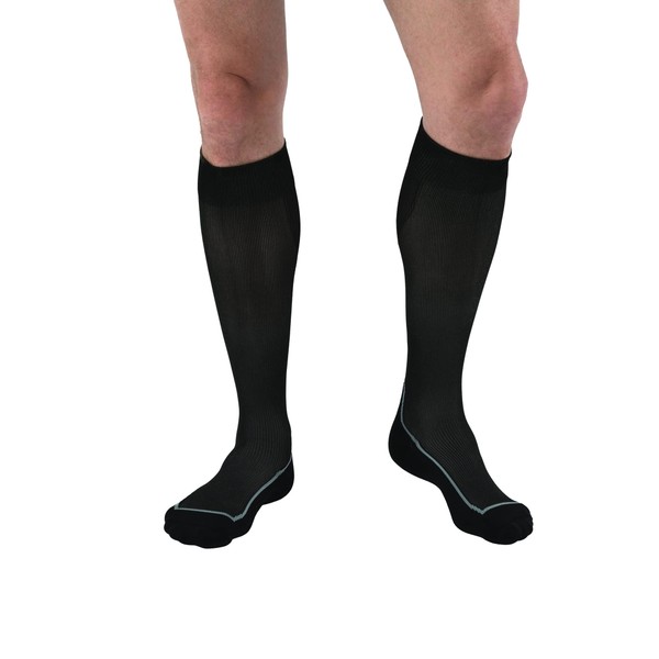 JOBST Sport Knee High 15-20 mmHg Compression Socks, Black/Cool Black, X-Large