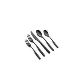 Cambridge Silversmiths Averie Black Satin 20-Piece Flatware Set, Service for 4