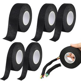Kit 5pzs Rollos Cinta Autoadhesiva Aislar Tela Automotriz,con 3 Tamaños Arneses Electricos Automotrices,Resistente Altas Temperaturas,Absorción de Impactos y Antidesgaste(Largo 15m, Ancho 0,9+1,9+3cm)