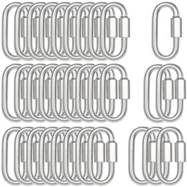 100PCS 2.36 Inches Quick Links, M6 Screw Chain Links Heavy Duty Chain Links, 1/4" Galvanized Steel Locking Carabiners for Connecting Hammock, Key Chain, Pet Leash,Gym,Camping,875 Lbs Capacity