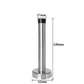 Door Stopper, 5 Inch Long Door Stop, Wall Protector Rubber Door Stops Prevent Door Slamming, Brushed Nickel Stainless Steel Door Stopper for Wall Mount Door Mount Commercial Door Stop, Silver