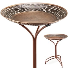 Good Directions 20" Diameter Tranquility Birdbath, Pure Copper Basin, Bronze Finish, Durable Aluminum Base, Bird Bath
