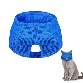 YonTens Cat Mask Blindfold Pet Face Mask with Holes Breathable Protective Mask Nail Clippers Aid Ear Cleaning Mask Anti-Bite Cats Calm Cat Feeding Bath Nail Clippers Clean Out Vaccination (Blue, S)