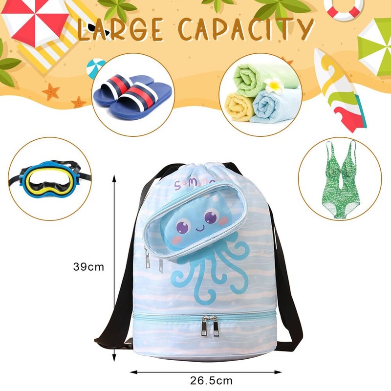 SacJkt Swimming Bag Children, Swimming Backpack, Backpack with Drawstring, Children,