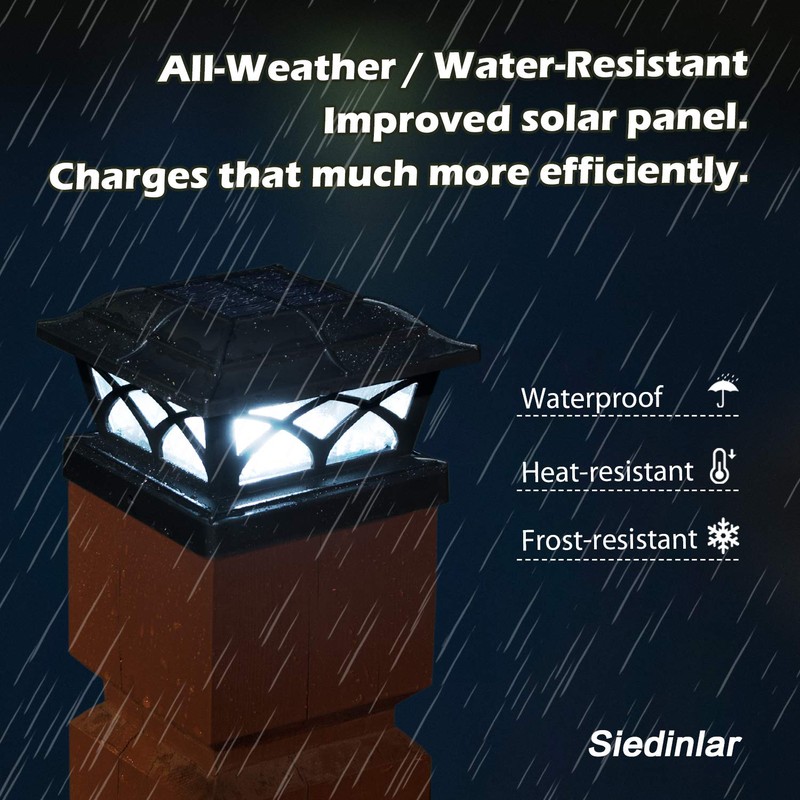SIEDiNLAR Solar Post Cap Lights Outdoor Glass 2 Modes 8