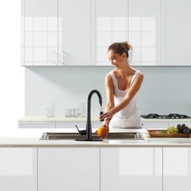 HGHGK Touch on Kitchen Faucet with Soap Dispenser and Pull Down Sprayer - Single Handle Kitchen Sink Faucet, 1 or 3 Hole Design for Modern Farmhouse Kitchens, Rv, and Bar Sinks(Matte Black)