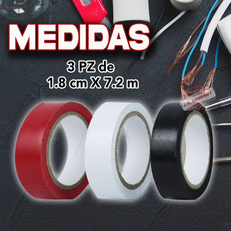 J.H. Company Set 3 Pcs Cinta De Aislar 18mm X