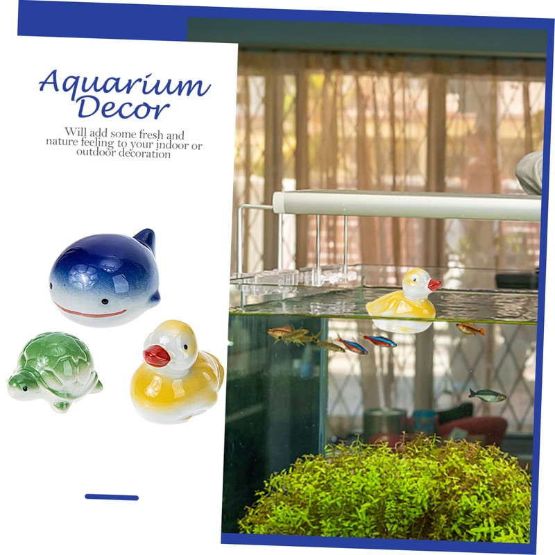Kisangel 3pcs Ceramic Floating Fish Tank Ornament Hand-Painted Aquarium Decor