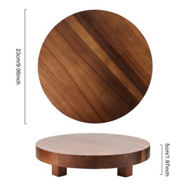 Lbwstellar 9" Natural Wood Pedestal Stand, Handmade Round Plant Stand, Farmhouse kitchen Decor Accessories, Wood Riser Serving Tray for Kitchen Counter, Wood Stand for Display, Kitchen Island Decor