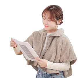 Afindern Wearable Blanket Shoulder Pad Cold Protection Fluffy Lightweight Warm Shoulder Insulation Cape Roomwear Front Opening Office Homewear Bedding Respect for the Elderly Day Present