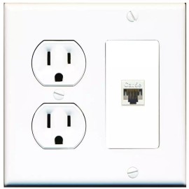 Wallplate City 1 Port Electrical Outlet Cover Plug Round White UL CAT5E-WHITE Wall Plate