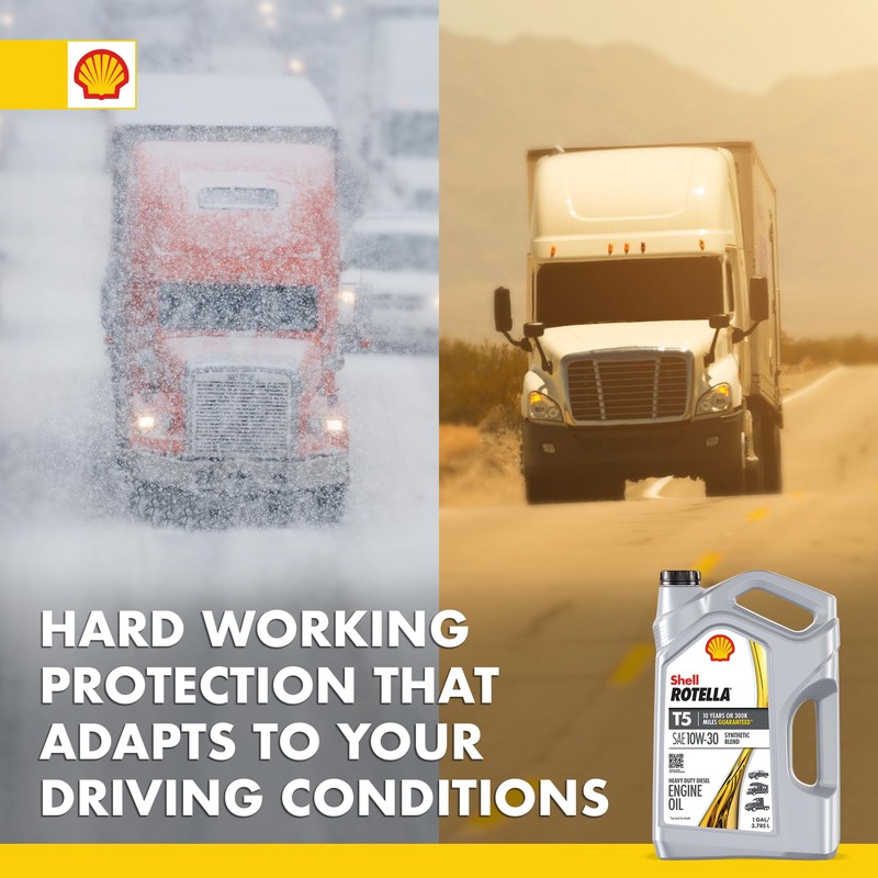 Shell Rotella T5 10W-30 Diesel Engine Oil, 1 Gallon (Case