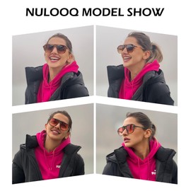 NULOOQ Retro Aviator Sunglasses for Women – Men Square 70s Vintage Trendy Sun Glasses UV400 Protection (Leopard Frame/Gradient Brown Lens)