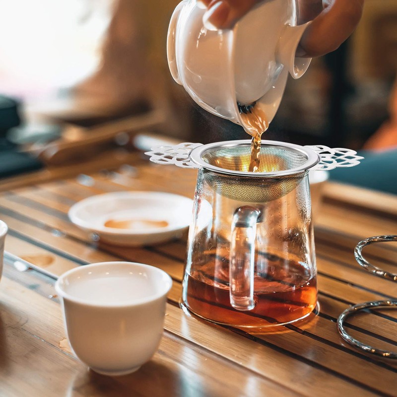 Empress Tea Strainers with Drip Bowls, Mesh Tea Infuser Stainless