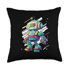 Robot Designs by Fasaza Science Coding Robots Kids Toddler Boys Girls Throw Pillow, 18x18, Multicolor