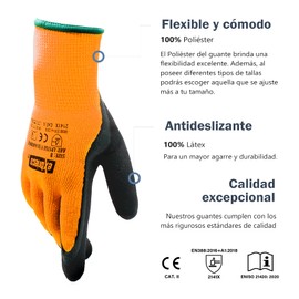 EXBRIECO, Protective Gloves CAT2 Ideal Winter Work Gloves Polyester Latex Gloves for Plumbers Mechanics Gardening Construction Durable Lightweight Comfortable
