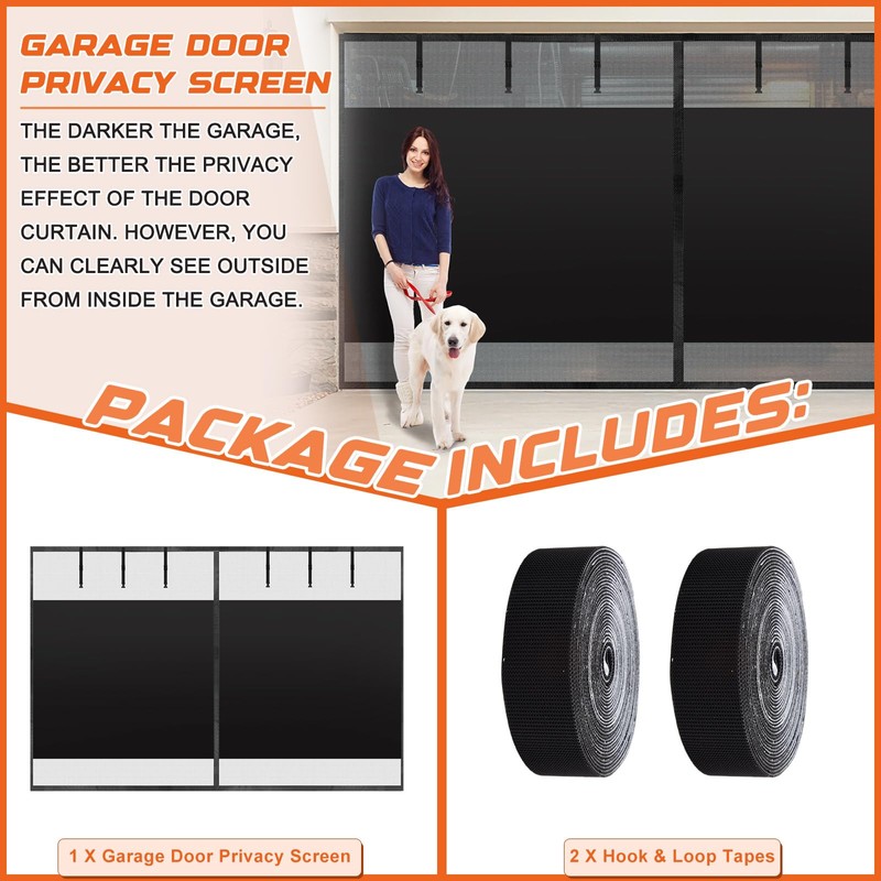 SmoothNovelty Privacy Magnetic Garage Door Screen for 2 Car Garage